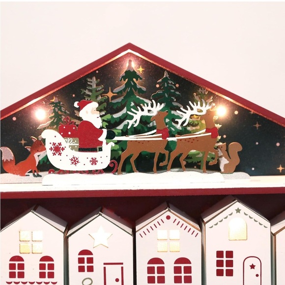 Extra-Large Wooden Advent Calendar with LED Lights. New With Box.17.42"L x 2.6"W - Picture 3 of 10